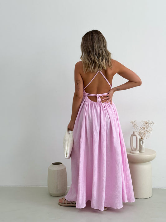 Pink Linen Dress