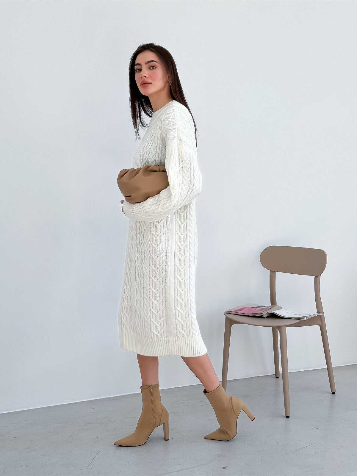 White_Knit_Wool_Dress_Oversized_Cable_Knit_Scandinavian_Style