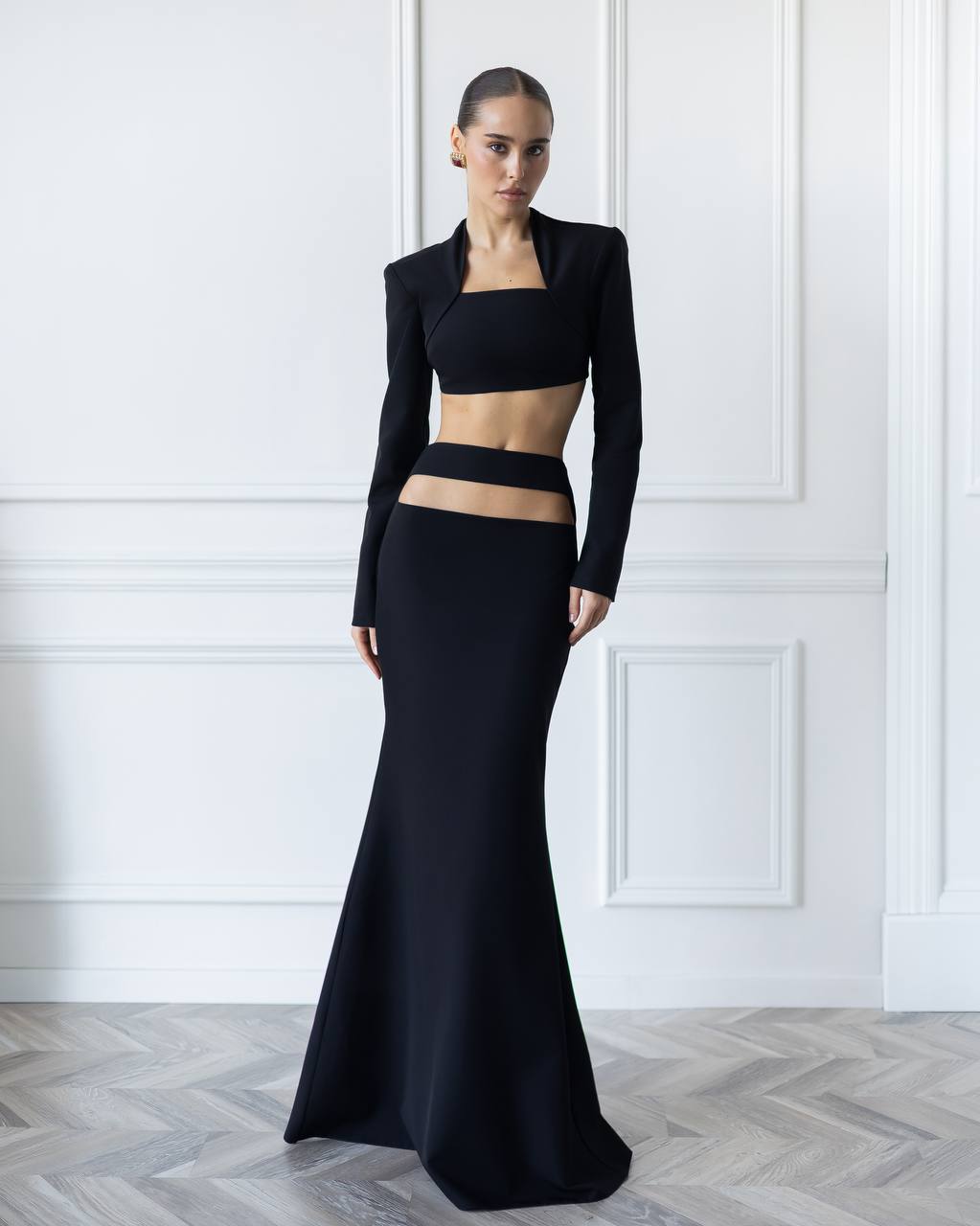 2-Piece Matching Set, Elegant Crop Top and Maxi Skirt, Homecoming Dress,  Modest Evening Gown, Wedding Guest Dress, Clothing Gift For Her