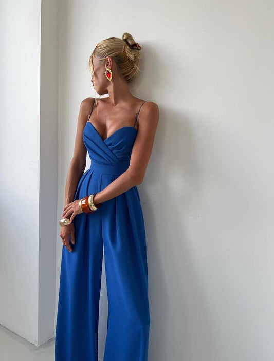 Elegant Women’s Wide Leg Jumpsuit with Pockets, Tailored Bridal Jumpsuit, Wedding Guest & Evening Outfit