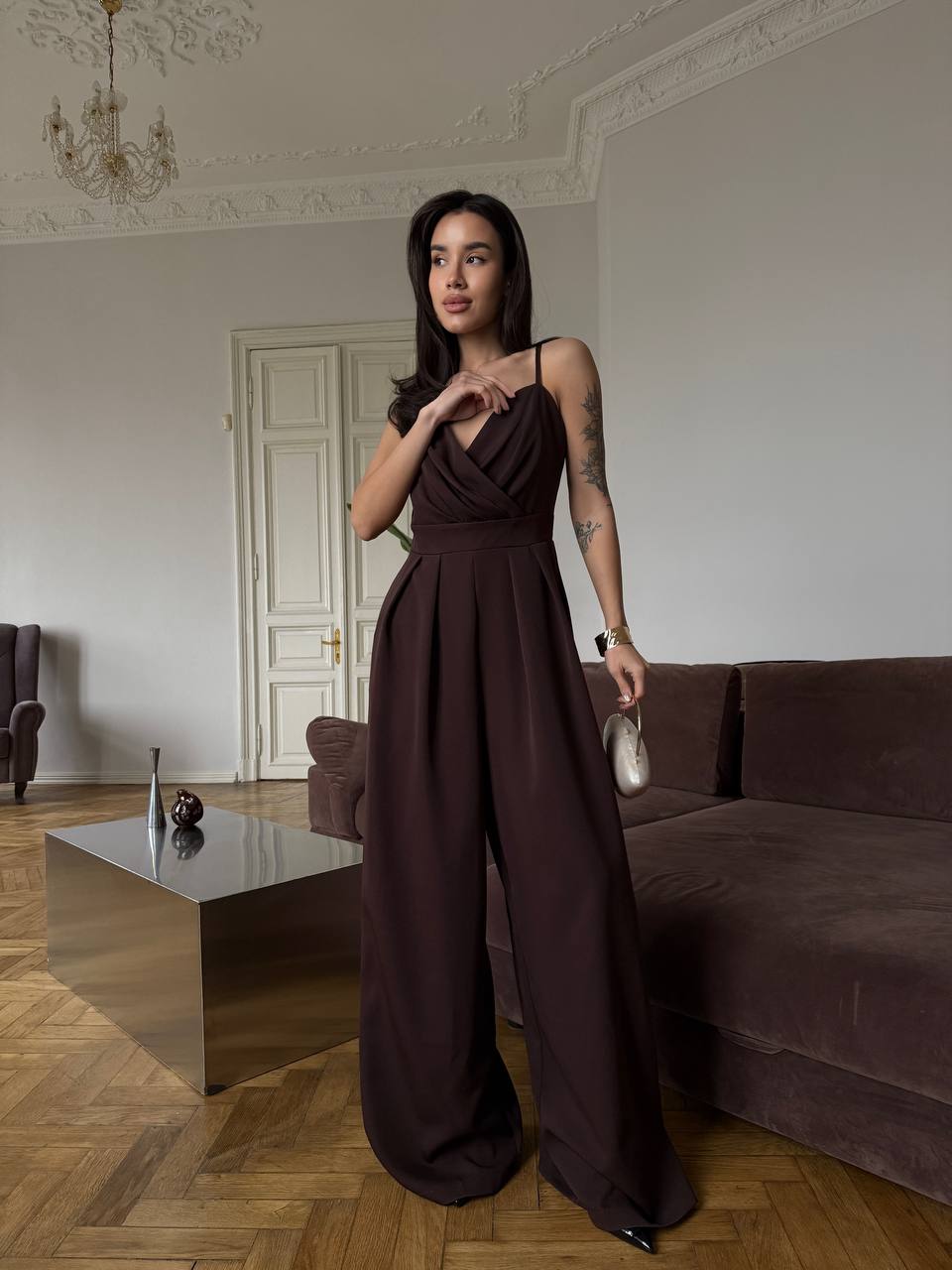 Elegant Women’s Wide Leg Jumpsuit with Pockets, Tailored Bridal Jumpsuit, Wedding Guest & Evening Outfit