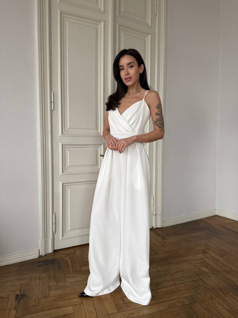 Elegant Women’s Wide Leg Jumpsuit with Pockets, Tailored Bridal Jumpsuit, Wedding Guest & Evening Outfit
