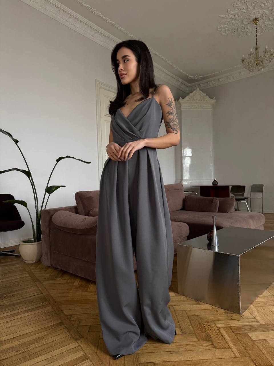 Elegant Women’s Wide Leg Jumpsuit with Pockets, Tailored Bridal Jumpsuit, Wedding Guest & Evening Outfit