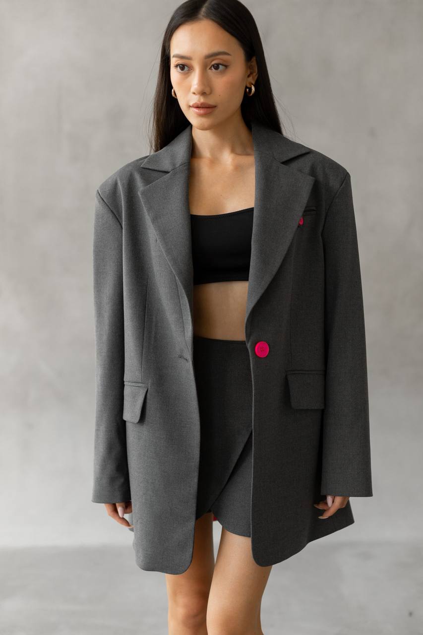 Oversized Blazer Skort Set for Women – Tailored 2 Piece Suit, Elegant Mini Outfit