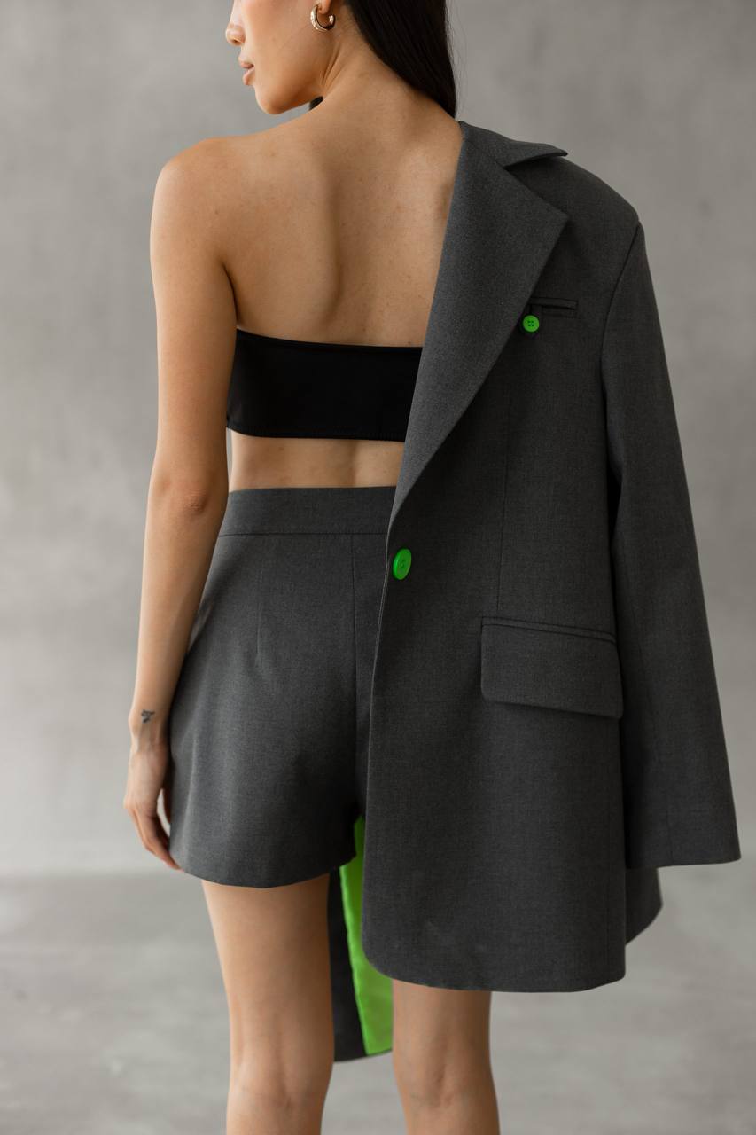 Oversized Blazer Skort Set for Women – Tailored 2 Piece Suit, Elegant Mini Outfit