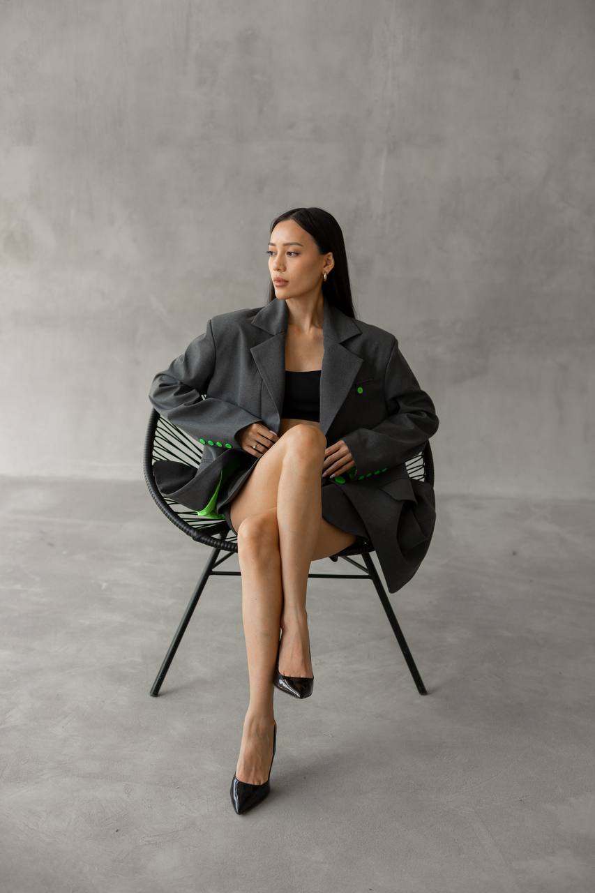 Oversized Blazer Skort Set for Women – Tailored 2 Piece Suit, Elegant Mini Outfit