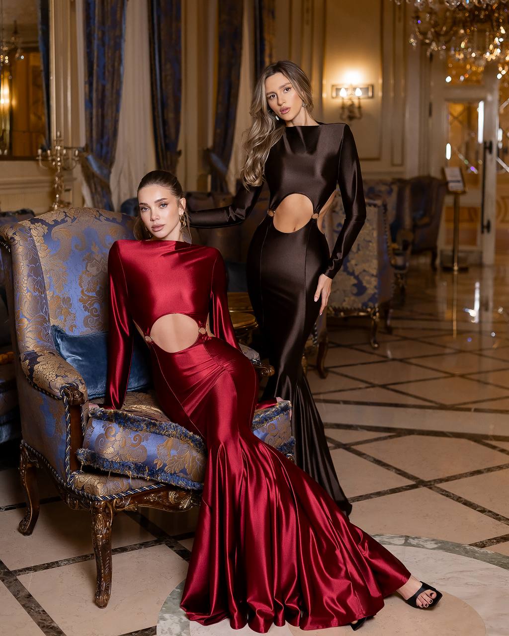 Cut Out Long Evening Dress, Open Back Maxi Gown, Cocktail Party Dress, Long Sleeve Formal Gown, Elegant Gala Dress, Clothing Gift for Women