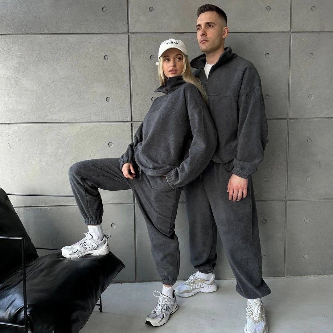 Matching Couple Fleece Tracksuits, Christmas Gift for Him and Her, Loungewear Set, Oversized Winter, Fall Sweatpants Hoodie,Matching Joggers