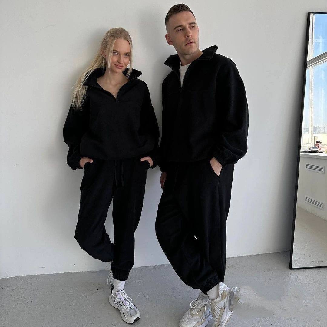 Matching Couple Fleece Tracksuits, Christmas Gift for Him and Her, Loungewear Set, Oversized Winter, Fall Sweatpants Hoodie,Matching Joggers