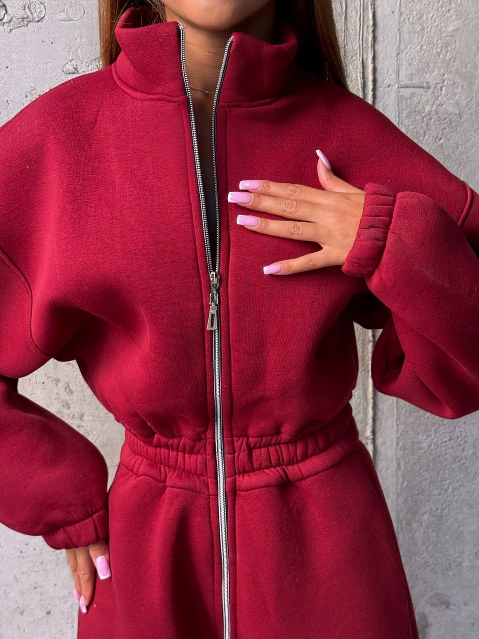 Fleece Lined Jumpsuit for Women, Thermal Cozy Romper with Wide Leg Pants, Long Sleeve Zip Up Sweatshirt Jumpsuit, Fall Winter Loungewear Set