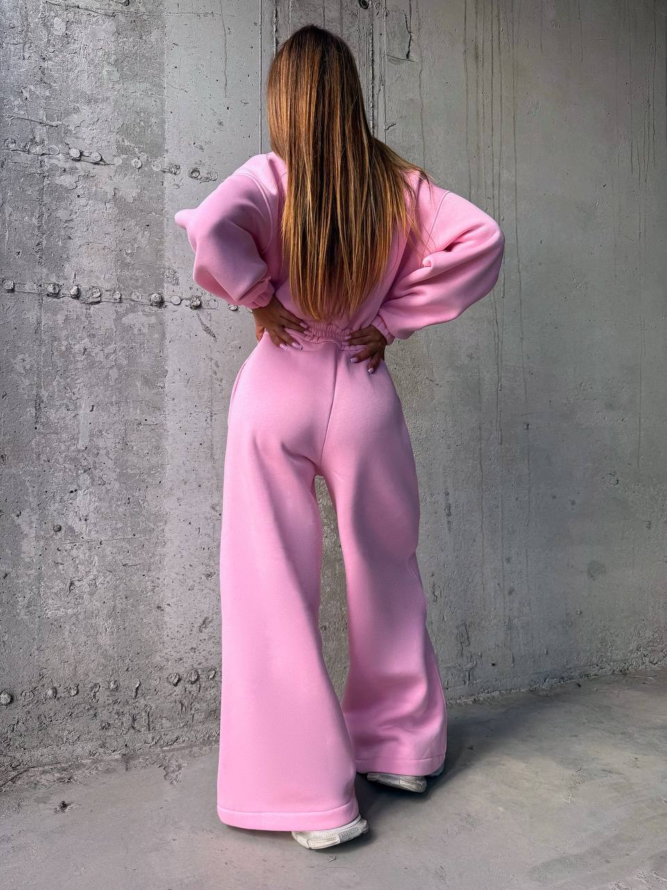 Fleece Lined Jumpsuit for Women, Thermal Cozy Romper with Wide Leg Pants, Long Sleeve Zip Up Sweatshirt Jumpsuit, Fall Winter Loungewear Set