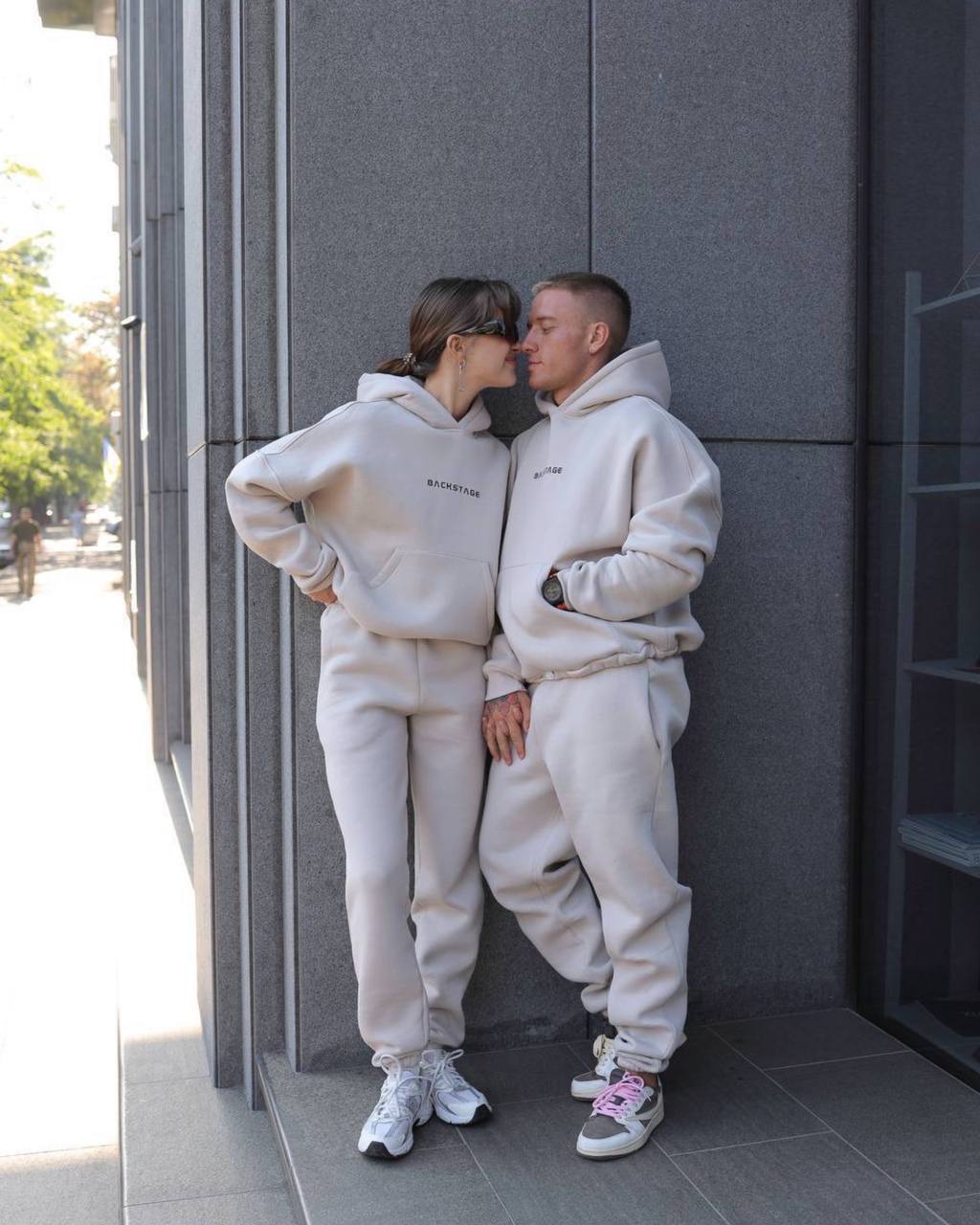 Matching Couple Hoodies and Sweatpants Set, Oversized Tracksuit,Fleece Cotton Jogger Set, Minimalist Streetwear, Family Look,Valentines Gift