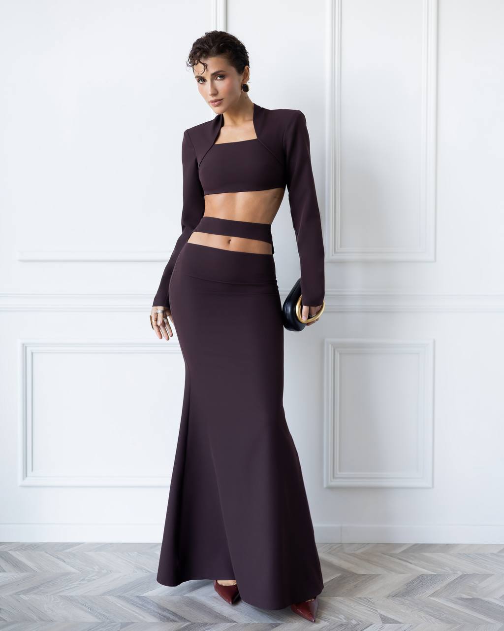 2-Piece Matching Set, Elegant Crop Top and Maxi Skirt, Homecoming Dress,  Modest Evening Gown, Wedding Guest Dress, Clothing Gift For Her