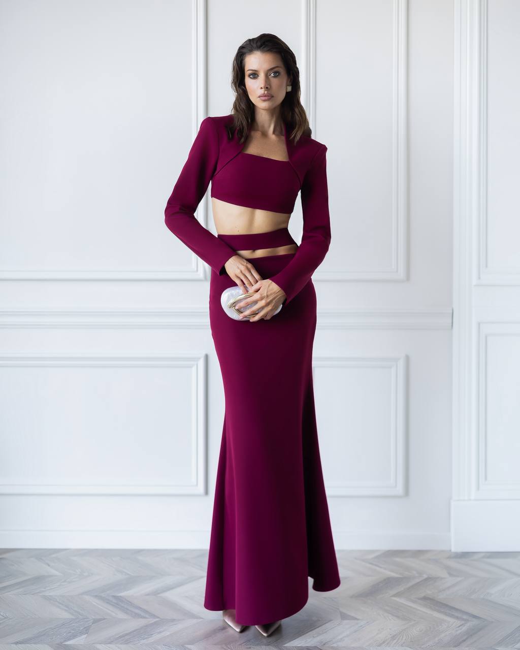 2-Piece Matching Set, Elegant Crop Top and Maxi Skirt, Homecoming Dress,  Modest Evening Gown, Wedding Guest Dress, Clothing Gift For Her
