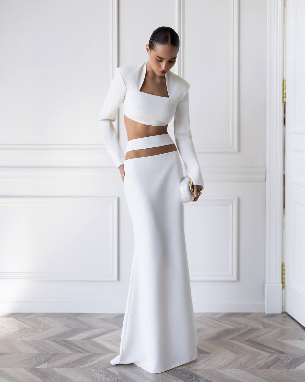 2-Piece Matching Set, Elegant Crop Top and Maxi Skirt, Homecoming Dress,  Modest Evening Gown, Wedding Guest Dress, Clothing Gift For Her