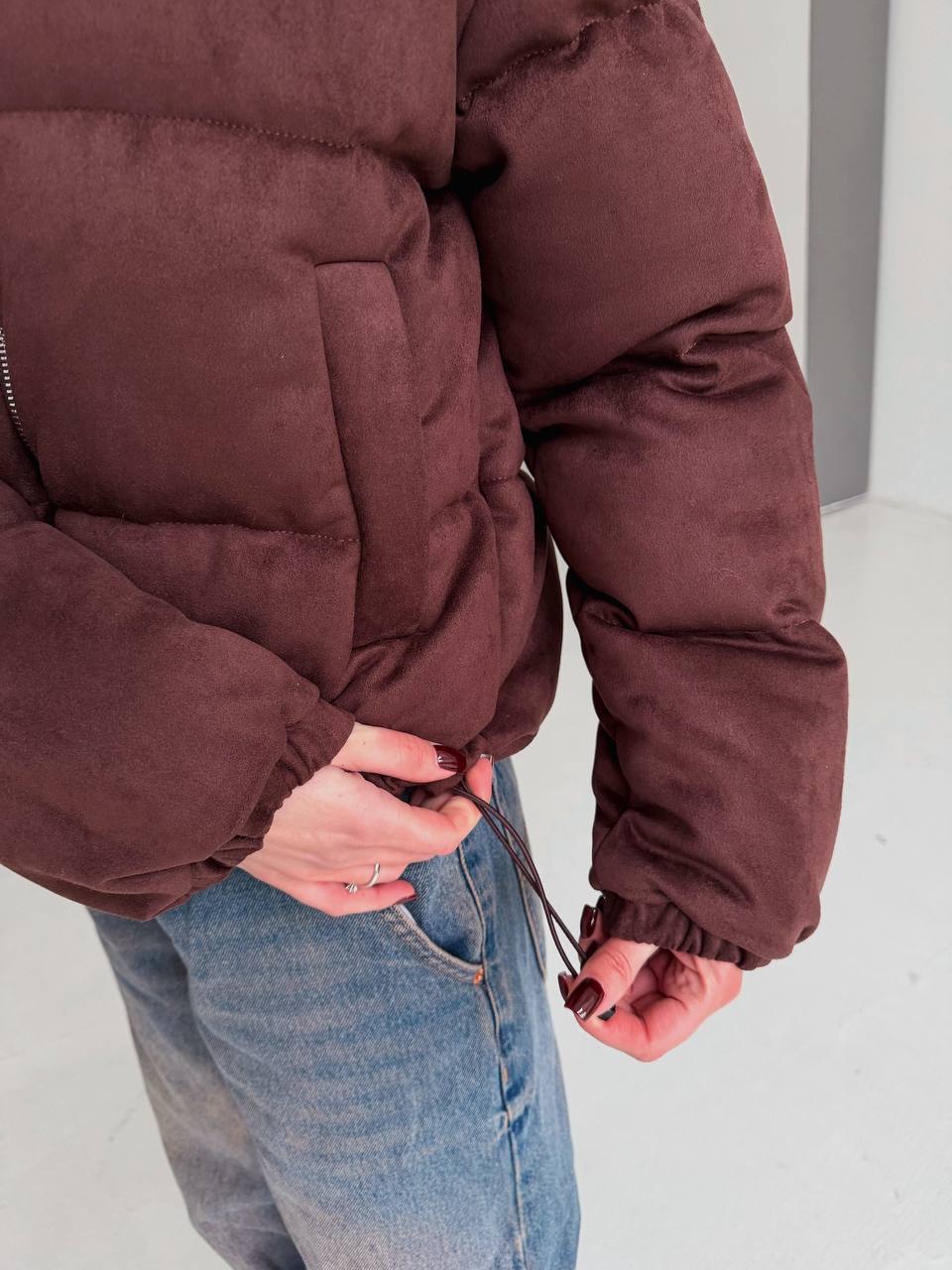 Corduroy Puffer Jacket, Velvet Winter Coat, Cropped Quilted Outerwear, Warm Eco Down Jacket, Fall Casual Puffer Coat, Clothing Gift For Her