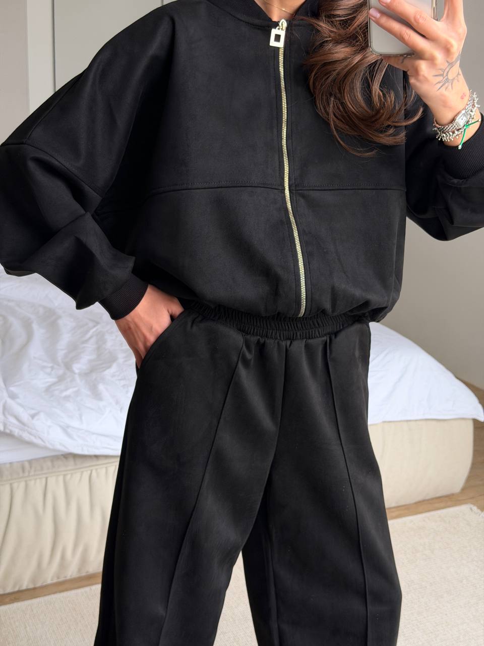 2 Piece Lounge Set for Women – Zip Hoodie and Wide Leg Palazzo Pants,Soft Faux Suede Matching Outfit, Travel Street Style,Birthday Gift Idea