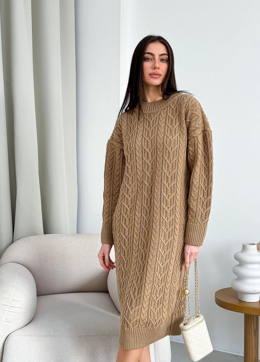 Beige Knit Sweater Dress