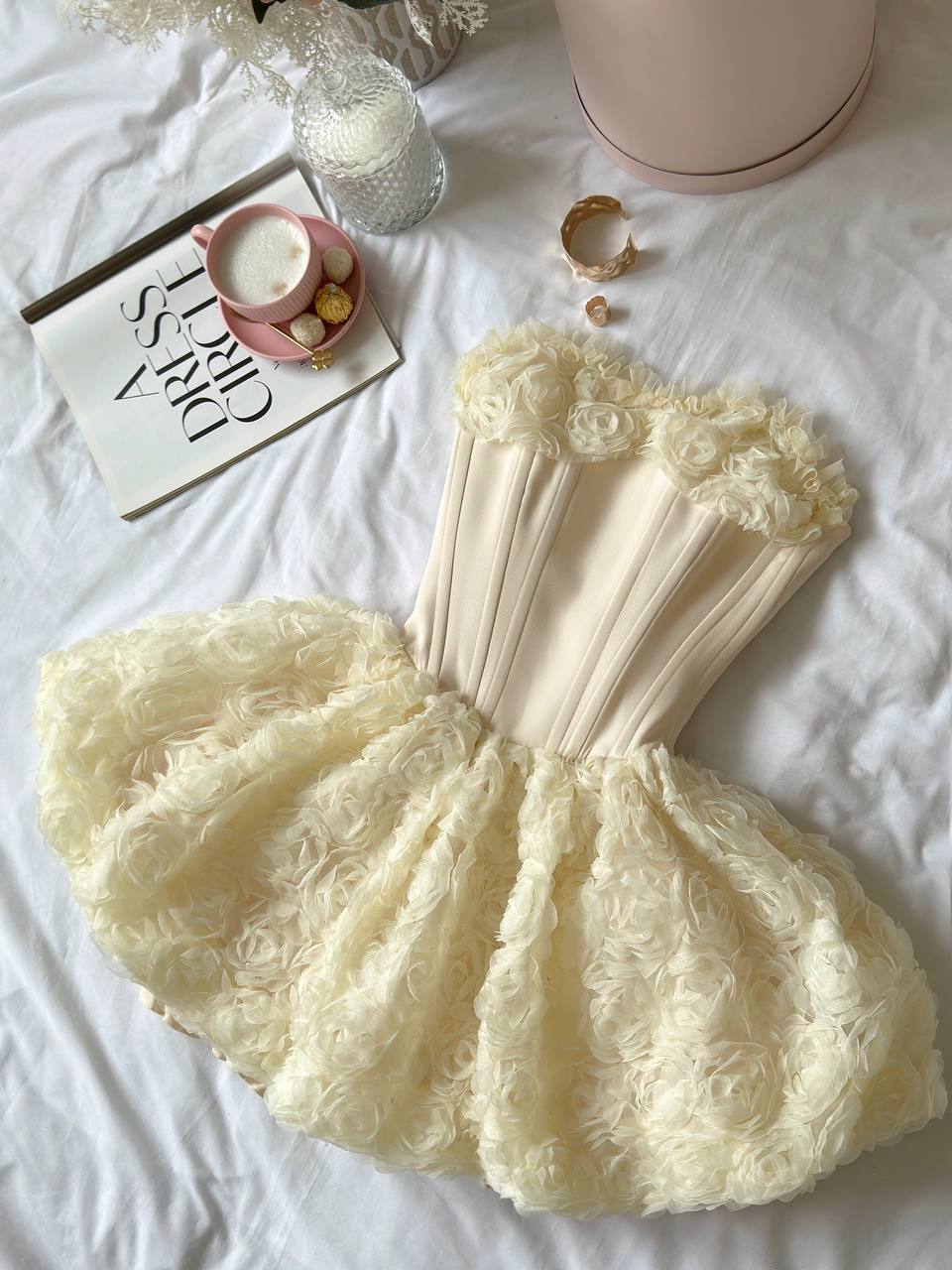 Corset Mini Dress, Bridal Mini Dress, Short Wedding Dress, Reception Dress, Wedding Guest Dress, Floral Dress, Homecoming Dress,Gift For Her