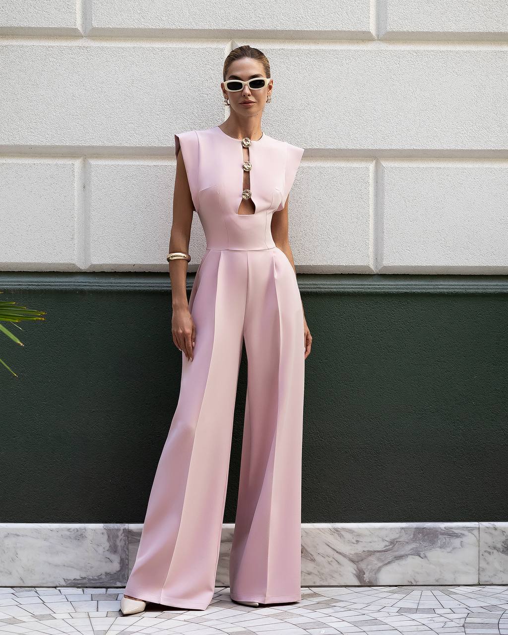Elegant Wide Leg Jumpsuit for Women, Formal Evening Romper, Sleeveless Party Pantsuit
