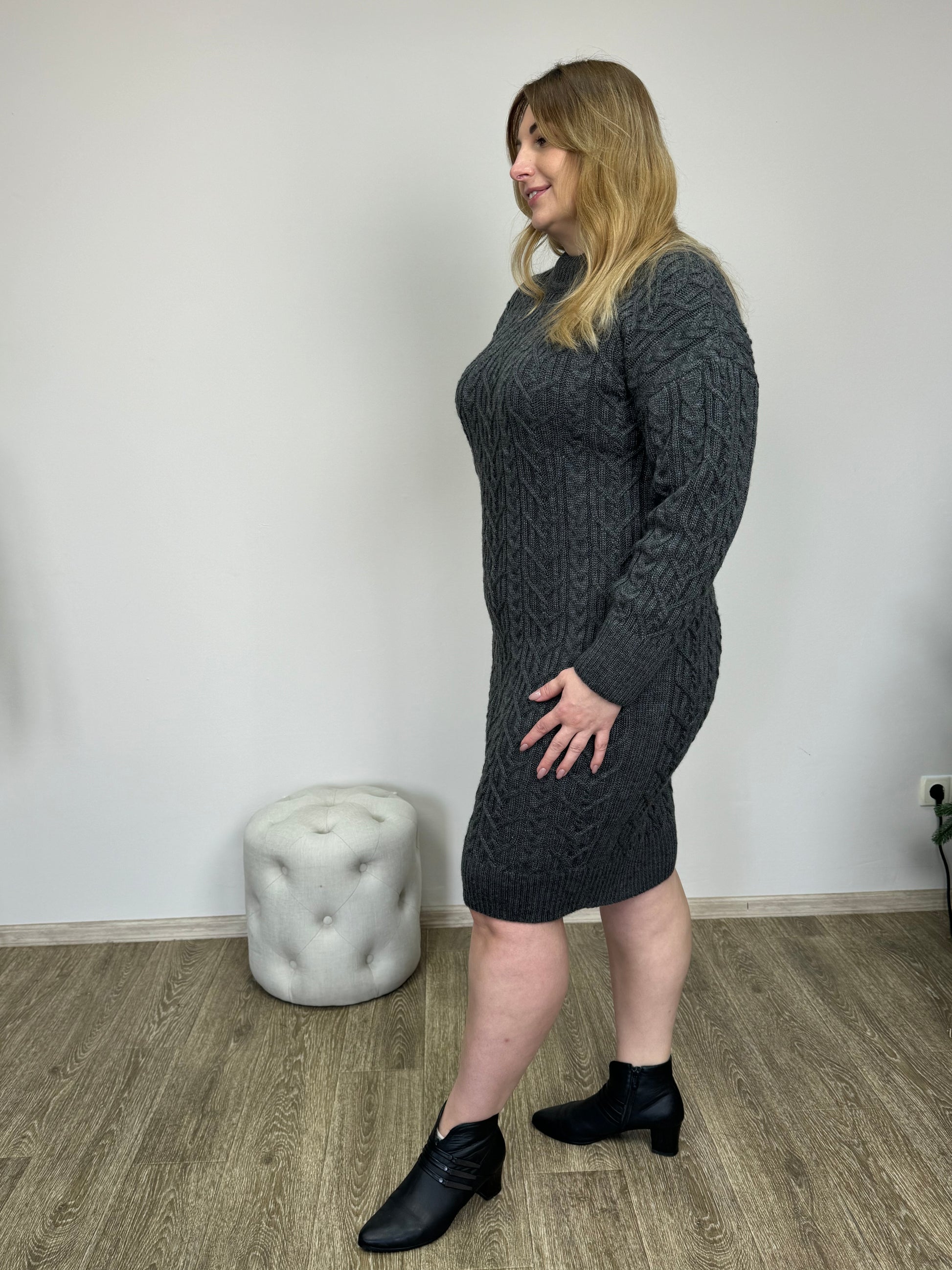 Grey Knit Sweater Dress