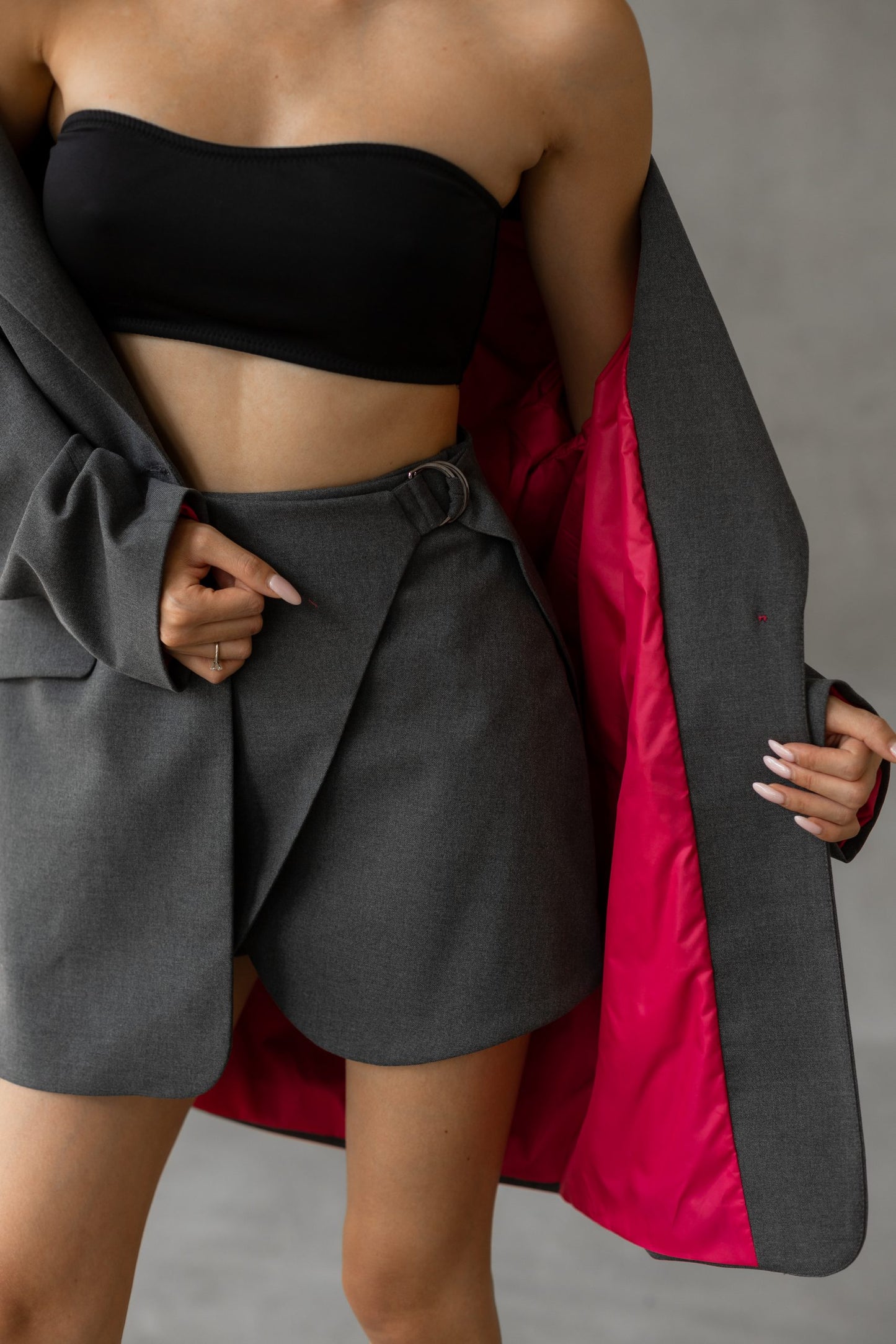 Oversized Blazer Skort Set for Women – Tailored 2 Piece Suit, Elegant Mini Outfit