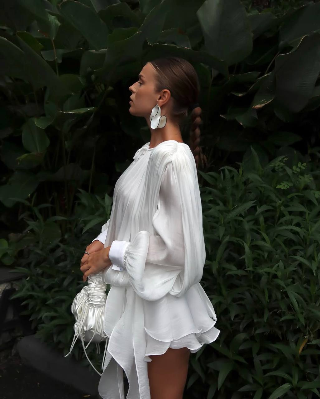 Satin Mini Dress with Shorts, Draped Belted Dress, Elegant Party Dress, Long Sleeve Cocktail Dress, Wedding Guest Dress