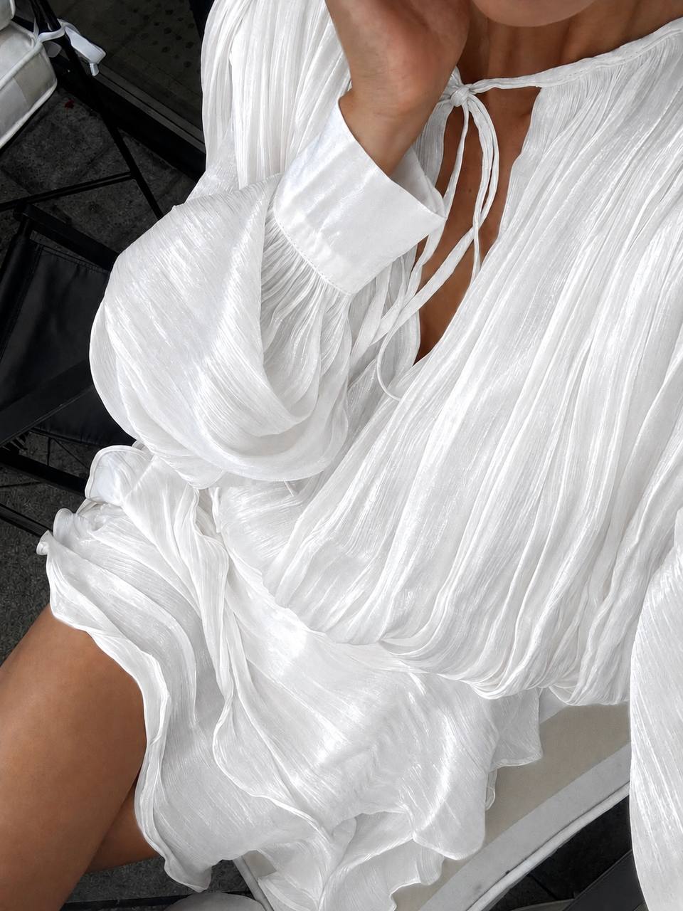 Satin Mini Dress with Shorts, Draped Belted Dress, Elegant Party Dress, Long Sleeve Cocktail Dress, Wedding Guest Dress