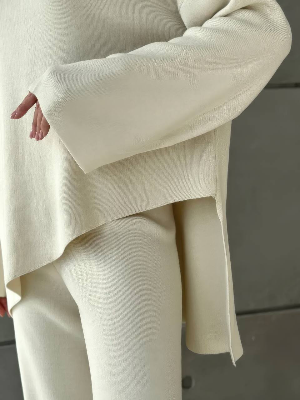 White Knit Lounge Set – Premium Soft Sweater & Wide-Leg Pants