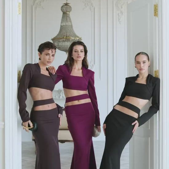 2-Piece Matching Set, Elegant Crop Top and Maxi Skirt, Homecoming Dress,  Modest Evening Gown, Wedding Guest Dress, Clothing Gift For Her