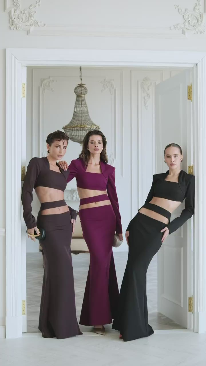 2-Piece Matching Set, Elegant Crop Top and Maxi Skirt, Homecoming Dress,  Modest Evening Gown, Wedding Guest Dress, Clothing Gift For Her