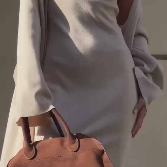 2-Piece Knit Set for Women – Long Dress and Belted Cardigan, Soft Knit Outfit for Fall & Spring