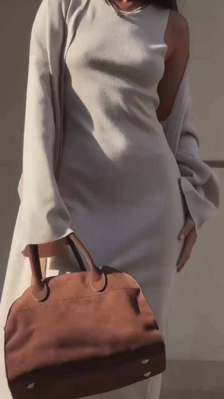 2-Piece Knit Set for Women – Long Dress and Belted Cardigan, Soft Knit Outfit for Fall & Spring