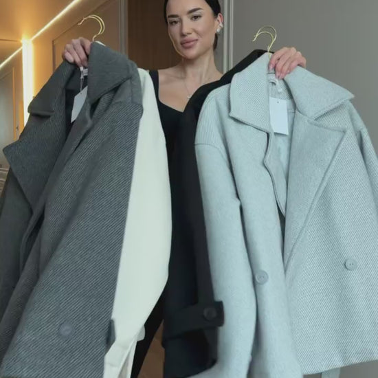 Wool Blend Oversized Coat Women, Double Breasted Wrap Coat with Belt, Classic Trench Coat, Elegant Winter Coat, Warm Lined Coat,Gift for Her