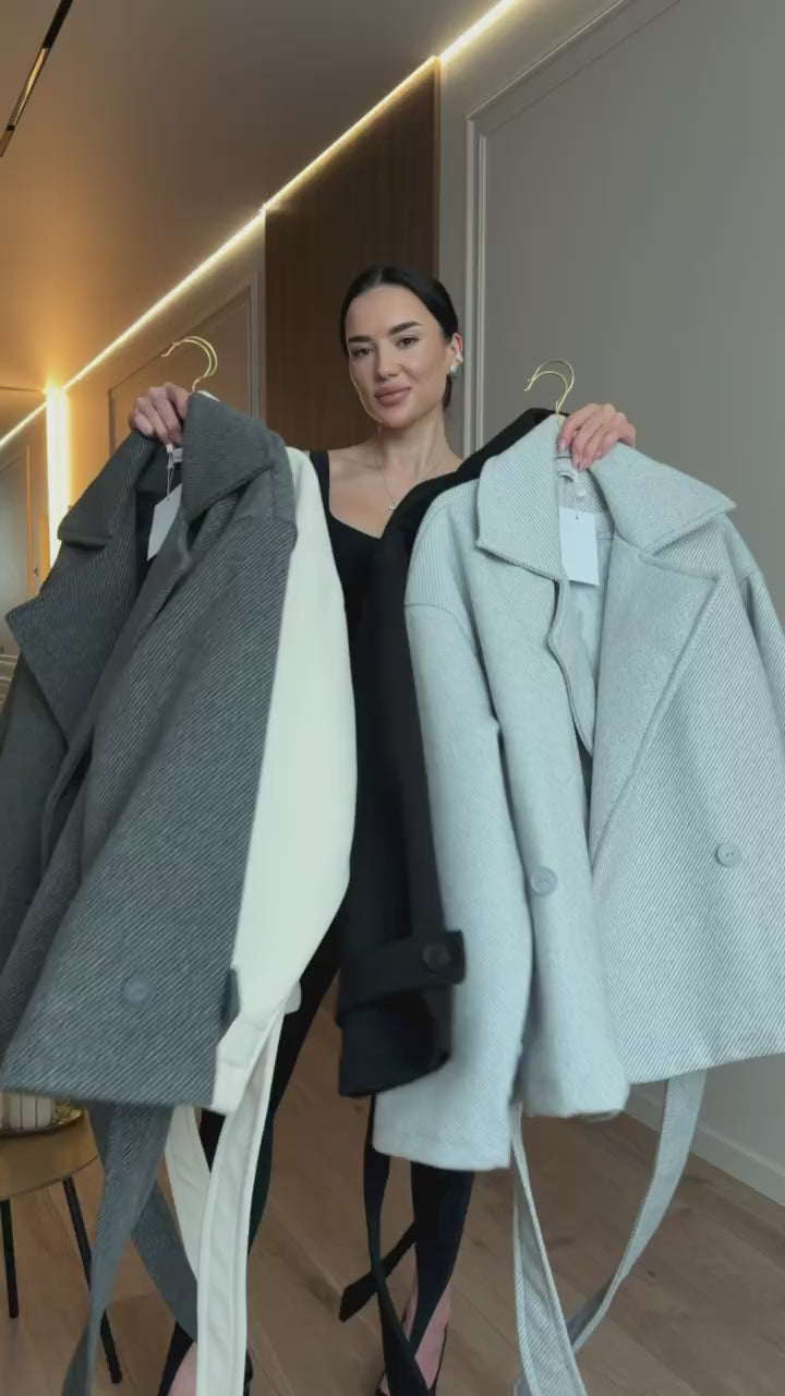 Wool Blend Oversized Coat Women, Double Breasted Wrap Coat with Belt, Classic Trench Coat, Elegant Winter Coat, Warm Lined Coat,Gift for Her