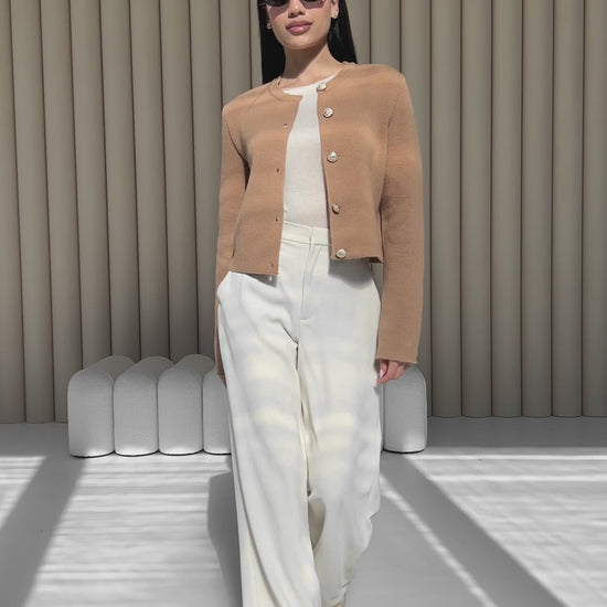 Wool Blend Knit Cardigan for Women – Button Front, Classic Straight Fit, Cozy Fall & Winter Sweater