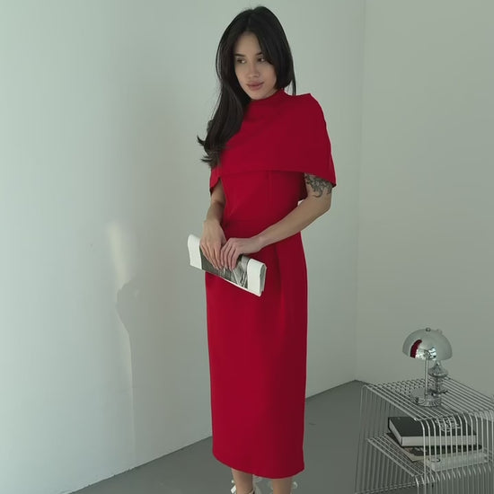 2-Piece Cape Dress Set for Women, Elegant Maxi Dress with Cape, Wedding Guest Dress, Formal Evening Outfit