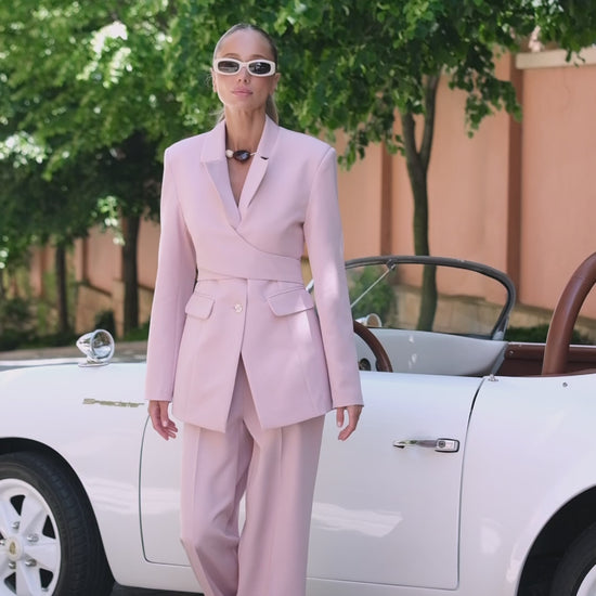 Women 3-Piece Suit Set, Blazer + Vest + Wide Leg Pants Suit, Office Business Pantsuit, Formal Work Suit, Wedding Guest Outfit