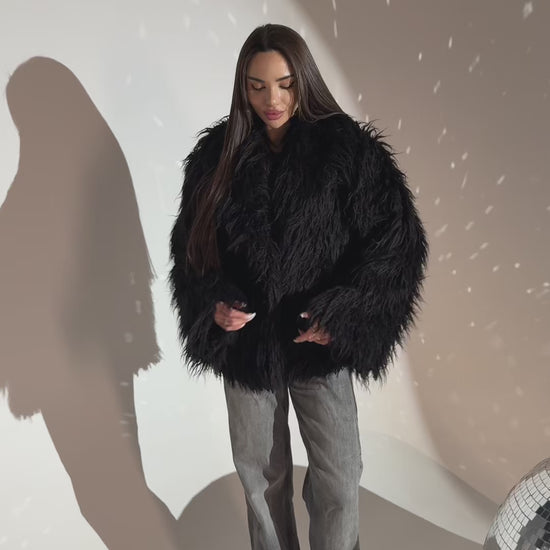 Faux Fur Coat for Women, Oversized Faux Fur Jacket, Fluffy Winter Coat, Statement Fur Jacket, Warm Winter Outerwear, Clothing Gift For Her