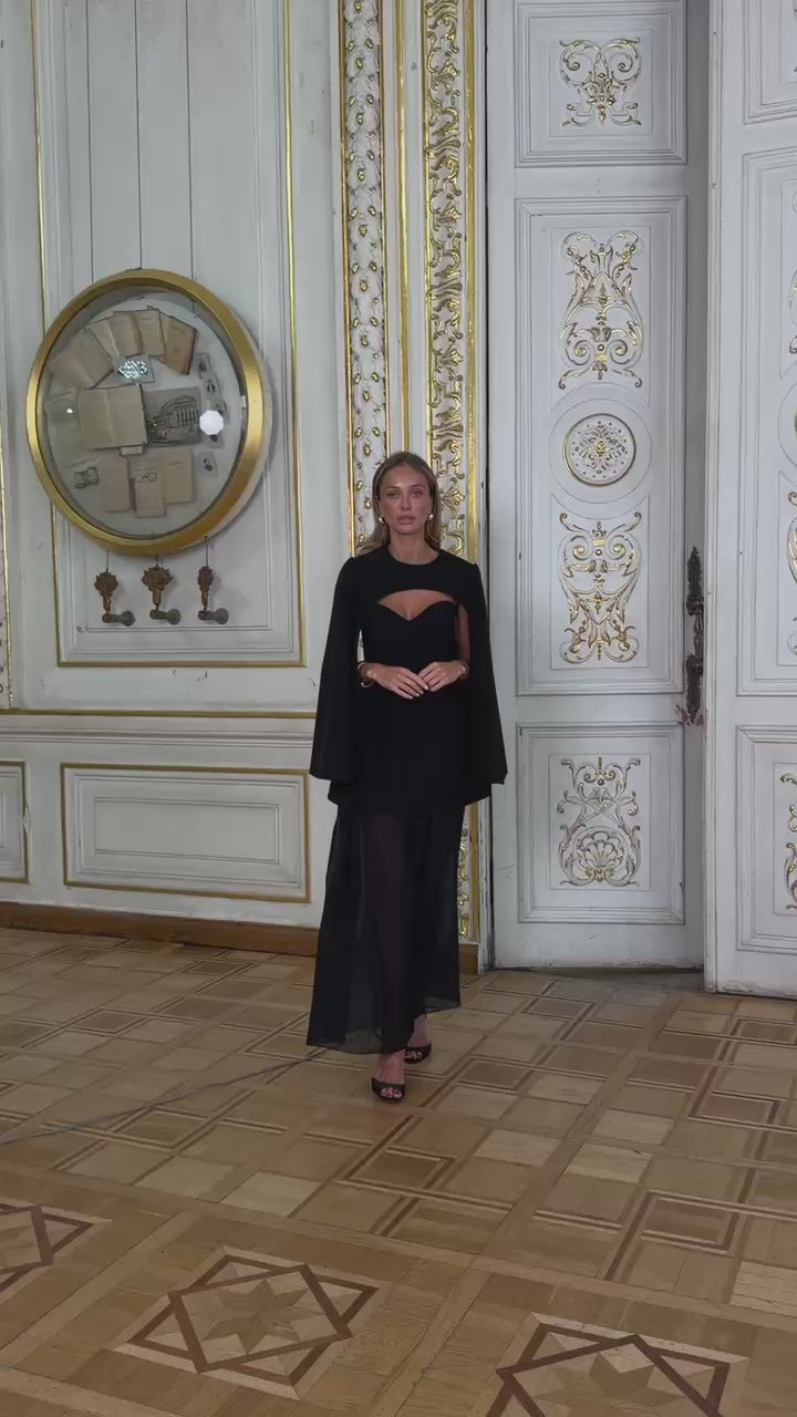 Elegant Cape for Women, Statement Cape, Minimalist Layering Piece, Evening Cover Up, Wedding Guest Cape, Formal Outfit Accessory