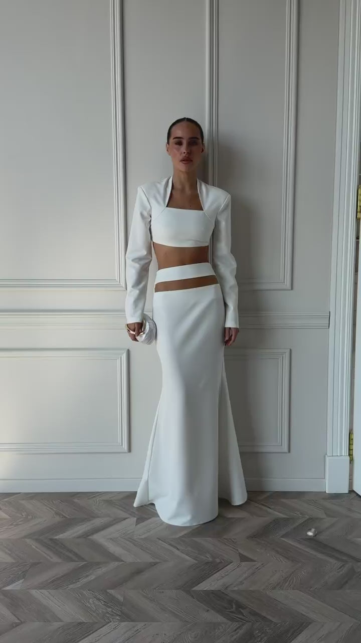 2-Piece Matching Set, Elegant Crop Top and Maxi Skirt, Homecoming Dress,  Modest Evening Gown, Wedding Guest Dress, Clothing Gift For Her